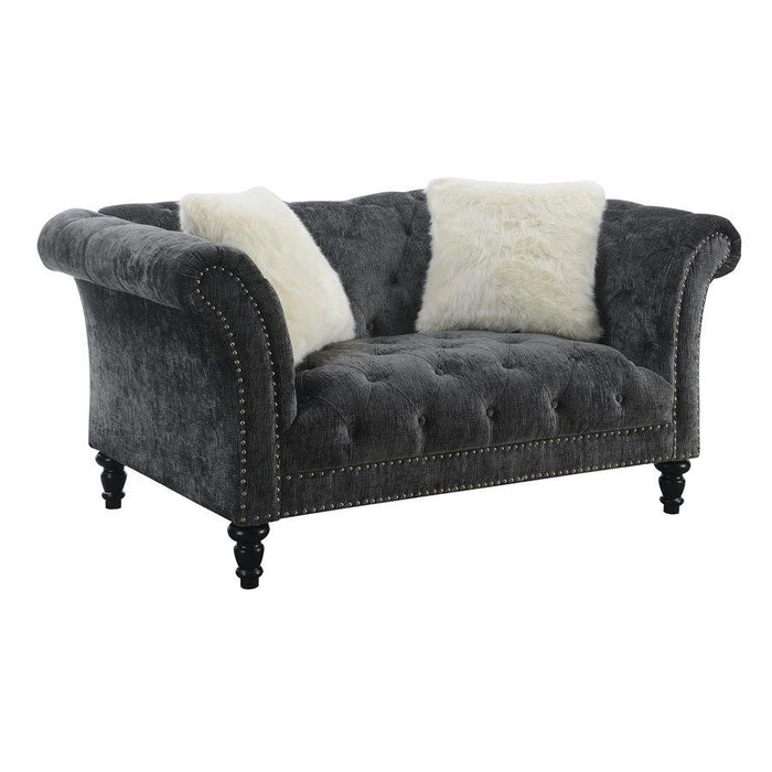 Emerald Home Hutton II Loveseat w/ 2 Accent Pillows in Bliss Charcoal