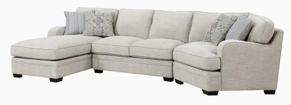 Emerald Home Furnishings Analiese 3pc Sectional Sofa in Ivory U4315-11-12-16-19-K