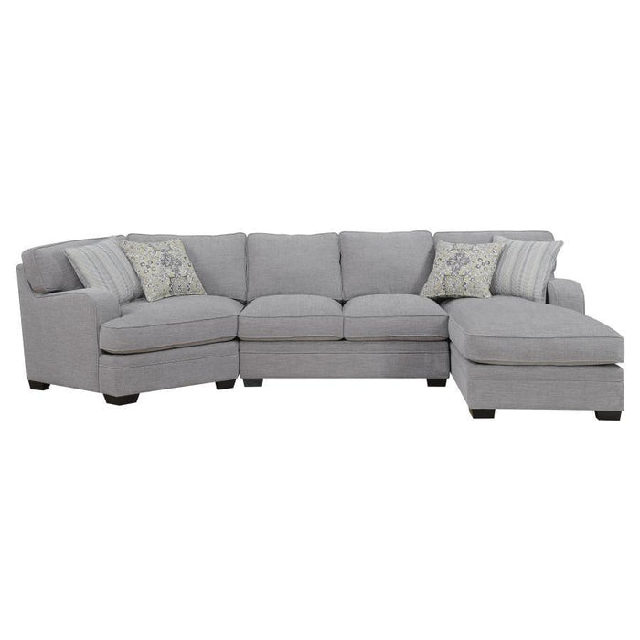 Emerald Home Furnishings Analiese 3pc Sectional Sofa in Grey