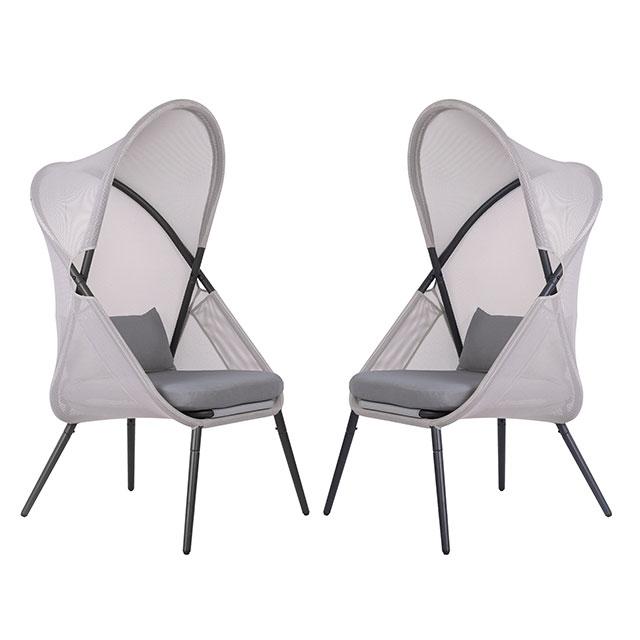 Alverta Foldable Chair Grey & Black (2/Ctn)