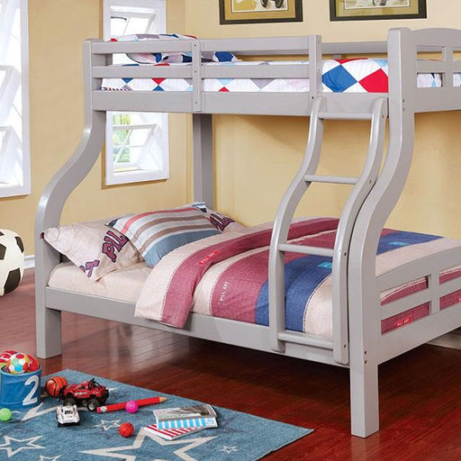 SOLPINE Gray & Oak Twin/Full Bunk Bed - Javi's Furniture & Mattress (Woodburn, OR)