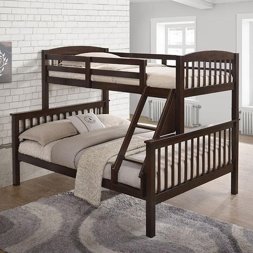 Brookings Twin/Full Bunk Bed White, Brown & Black - Javi's Furniture & Mattress (Woodburn, OR)