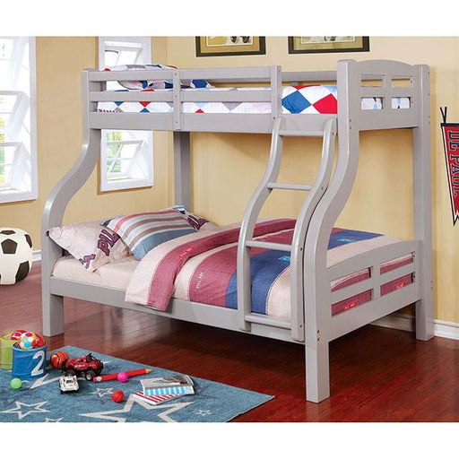 SOLPINE Gray & Oak Twin/Full Bunk Bed - Javi's Furniture & Mattress (Woodburn, OR)